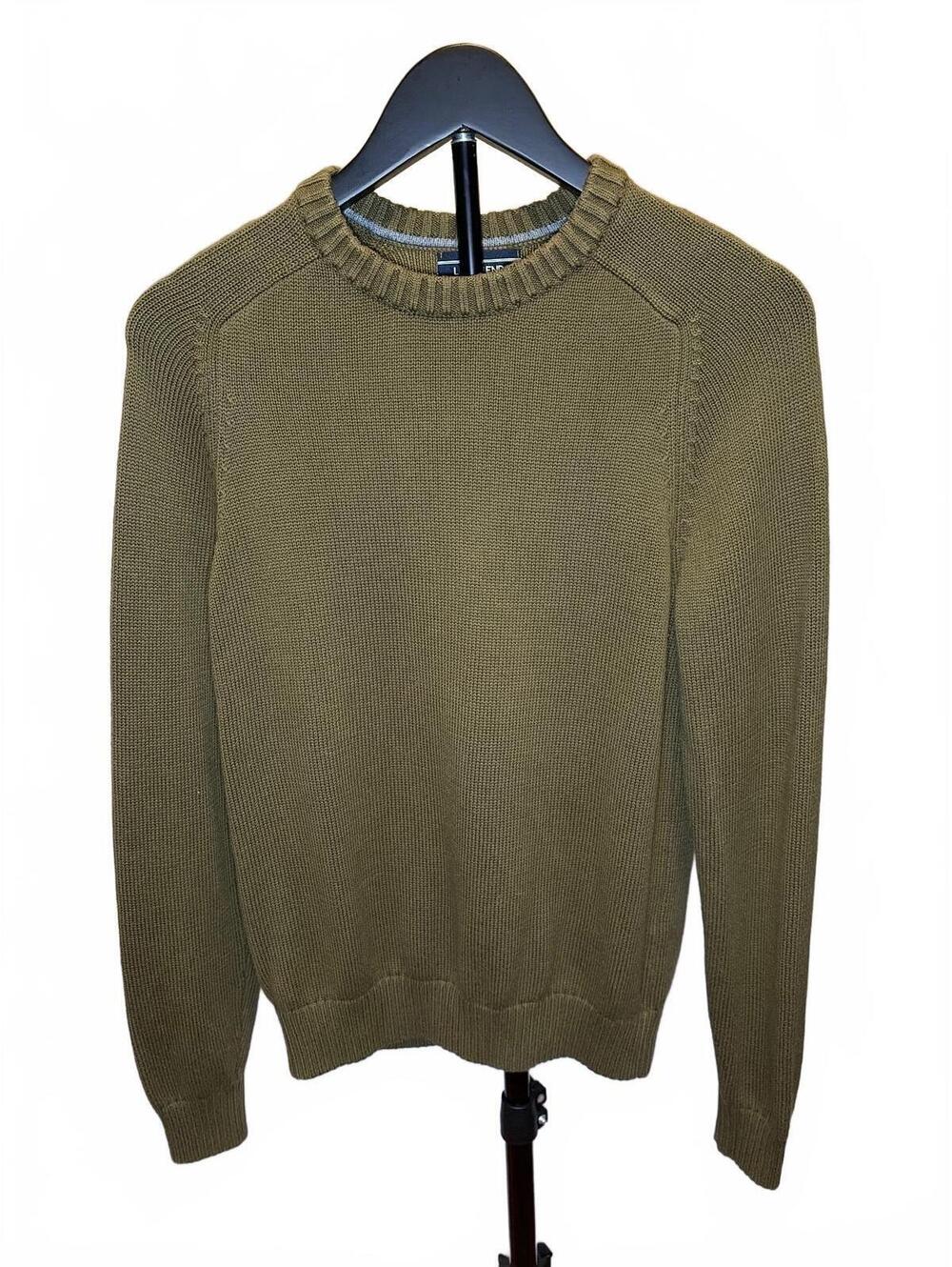 Lands’ End Drifter S Olive Green Cotton Crewneck Sweater Heritage Fisherman Gorp